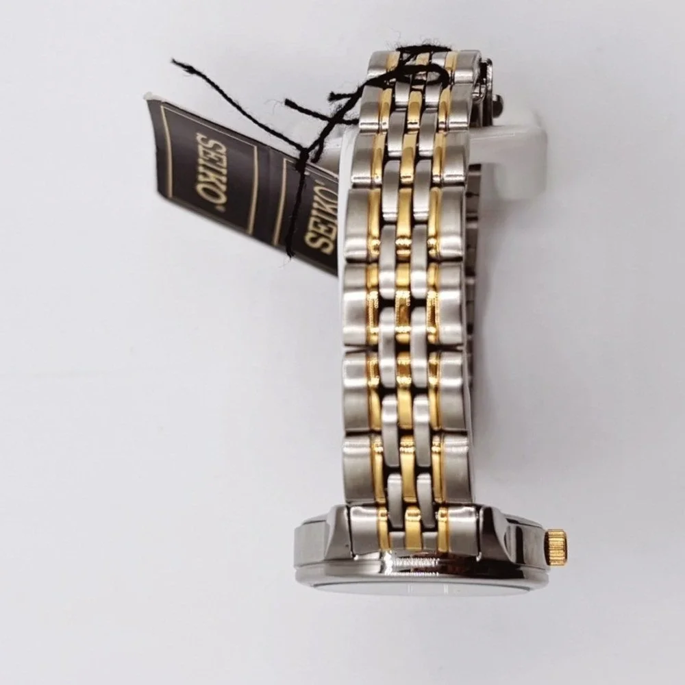 Seiko Essentials SUR834 Womens Two Tone Stainless Steel Quartz Watch White Dial